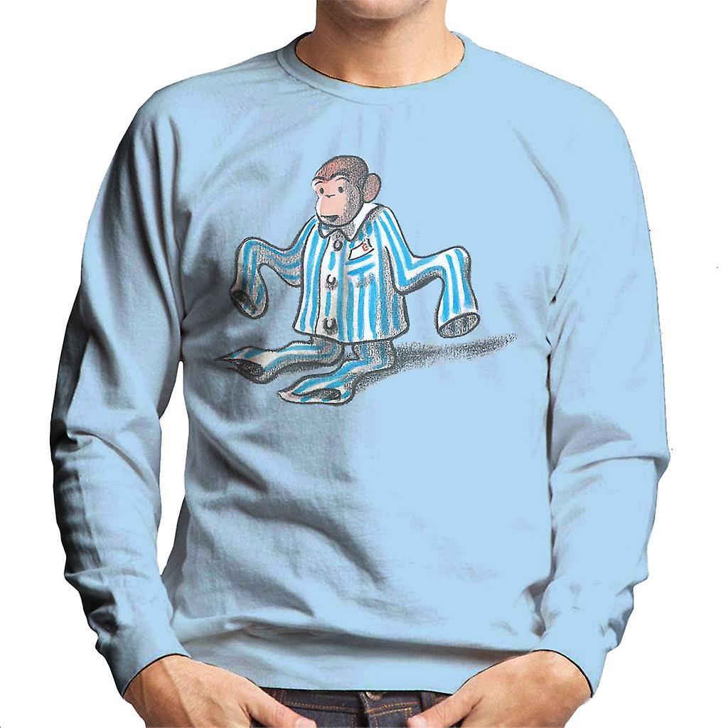 Curious George Pajamas Too Big Men's Sweatshirt Sky Blue Large