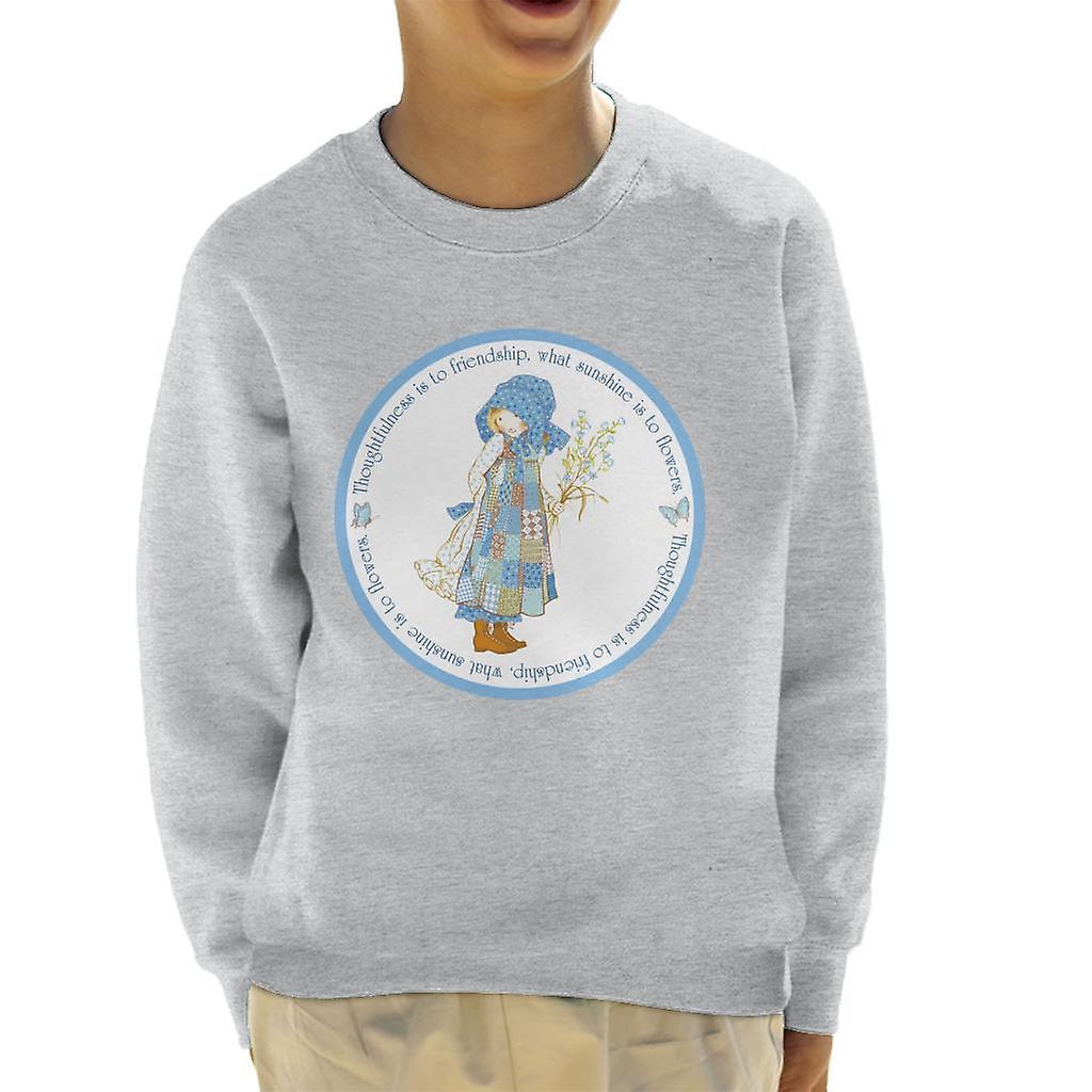 Holly Hobbie Thoughtfulness Friendship Sunlight Flowers Kid's Sweatshirt Heather Grey X-Large (12-13 yrs)