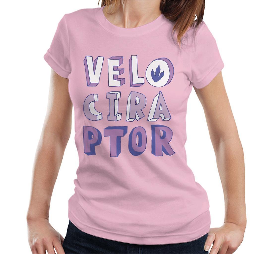 Jurassic Park Velociraptor Purple Text Women's T-Shirt Light Pink X-Large