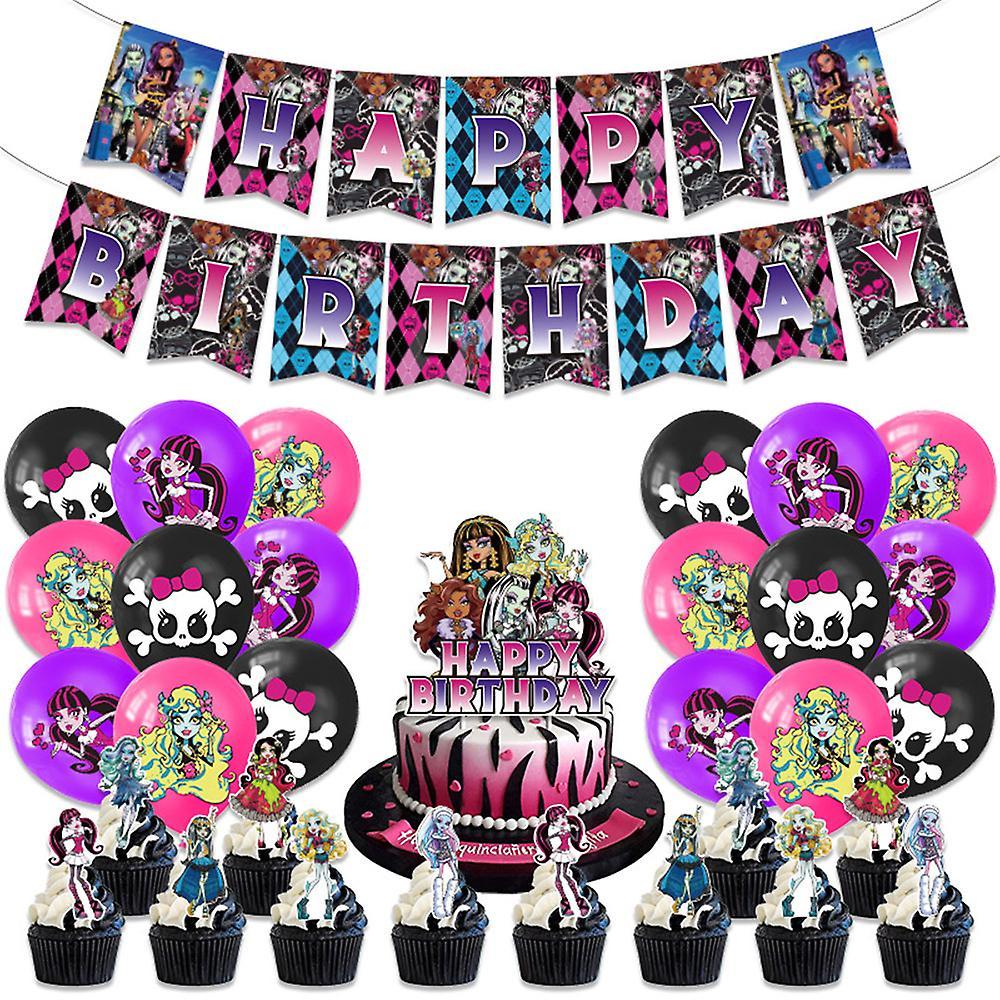 Shinestar Monster High Theme Birthday Party Supplies Decoration Kits Including Banner Cake Cupcake Topper Balloons Sets