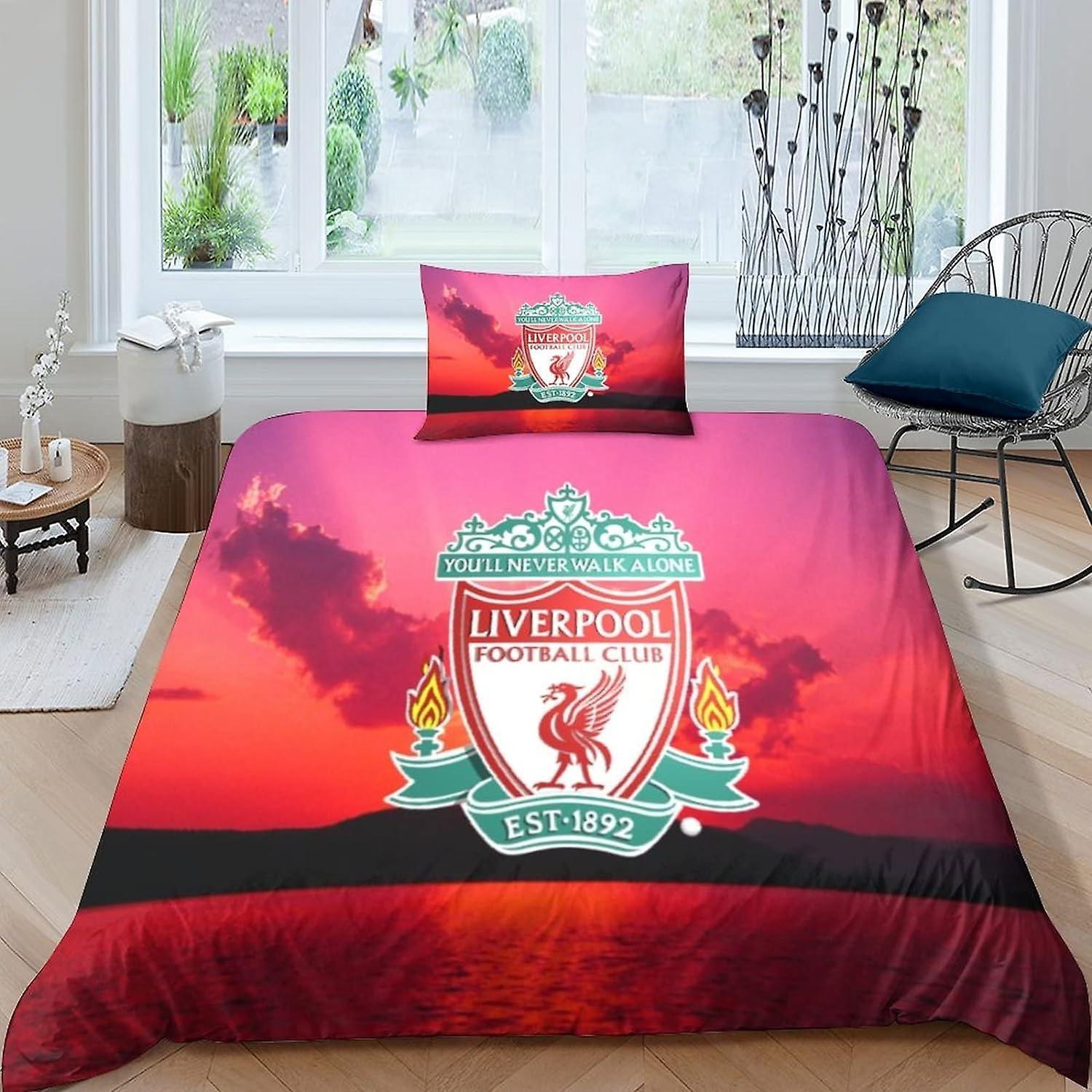 Kerota Liverpool Duvet Cover with Pillowcases Adult Bedding Set with Zipper Bedding Set Microfiber Duvet Covers with Zipper 135*200 CM Single135x200cm