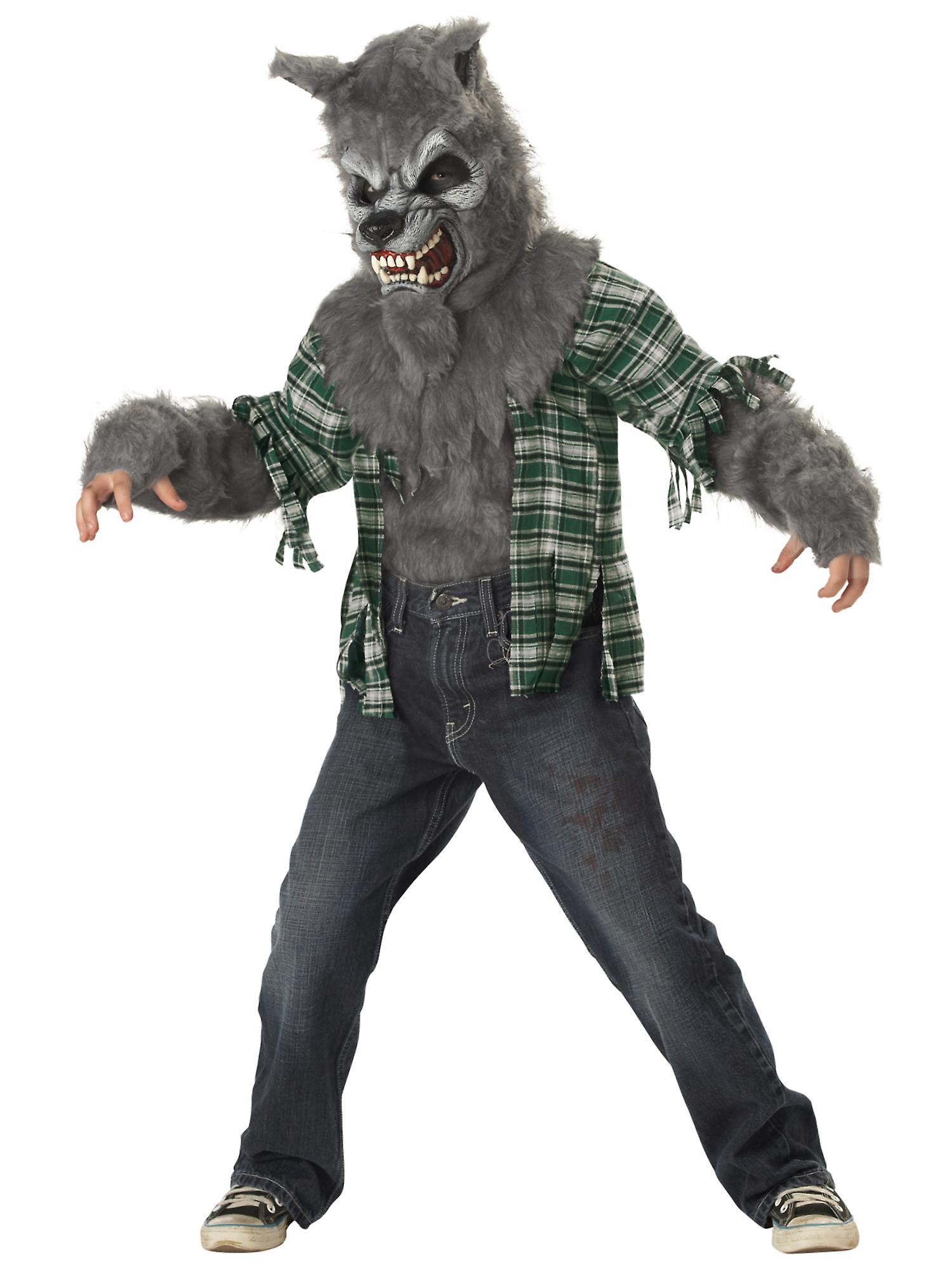 California Costume Collections Howling At The Moon Wolfman Werewolf Grey Wolf Monster Horror Boys Costume Medium (8-10)