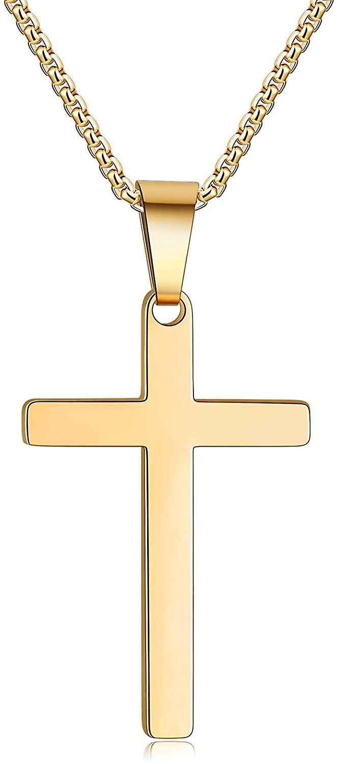 Maromalife Classic Cross Pendant Men's Necklaces For Mens Women 16 18 20 22 24 Inches 316l Stainless Steel Chain Gold/silver/black Tone