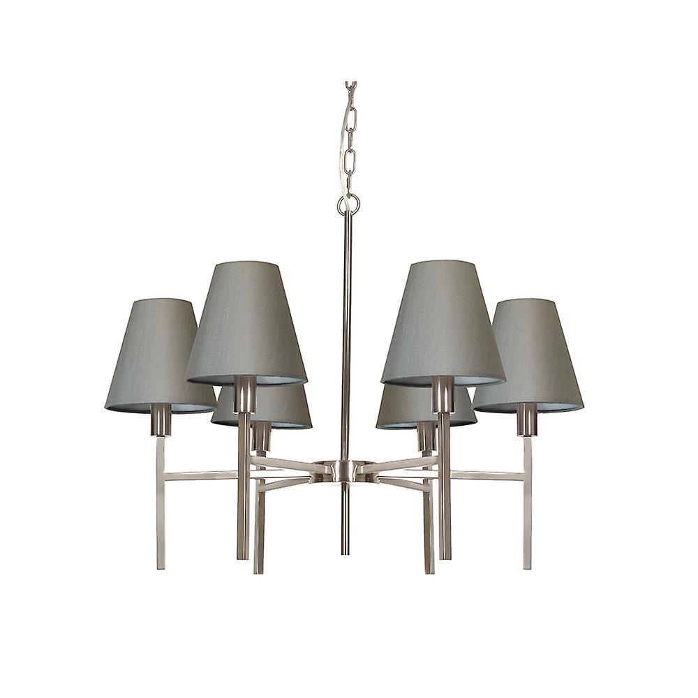 Elstead Lighting Lucerne 6 Light Pendant Chandelier with Grey Shade