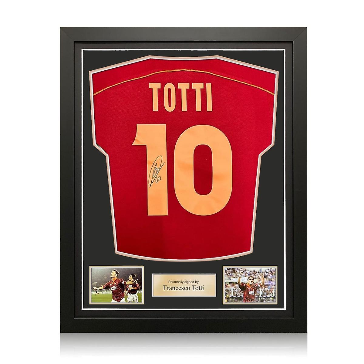 Exclusive Memorabilia Francesco Totti Signed AS Roma 1998-99 Football Shirt. Standard Frame