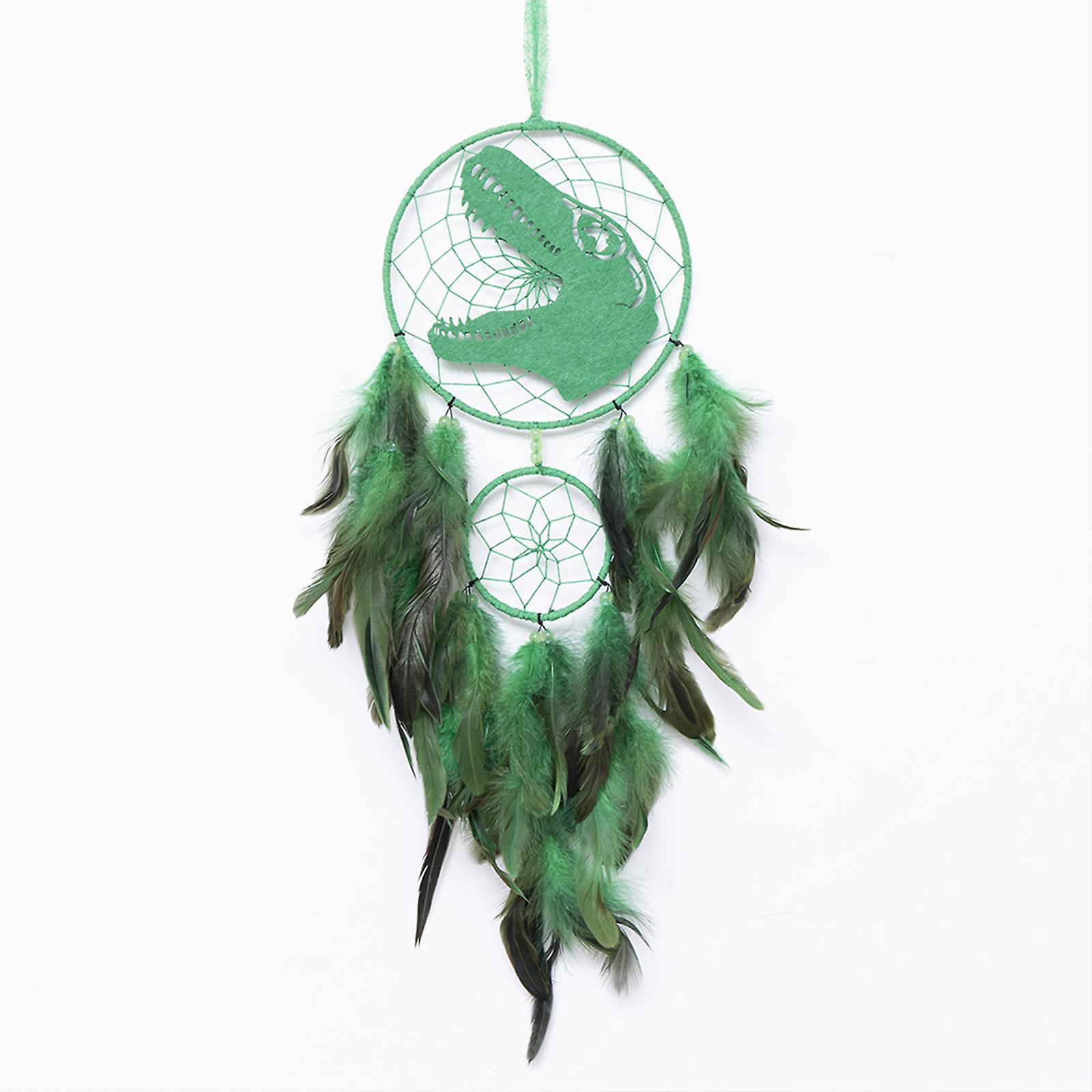 Ofocase Children's Dream Catcher Dinosaur Dream Catcher Handmade Dream Catcher For Children's Room Decoration Party Birthday Gift green Without lig...