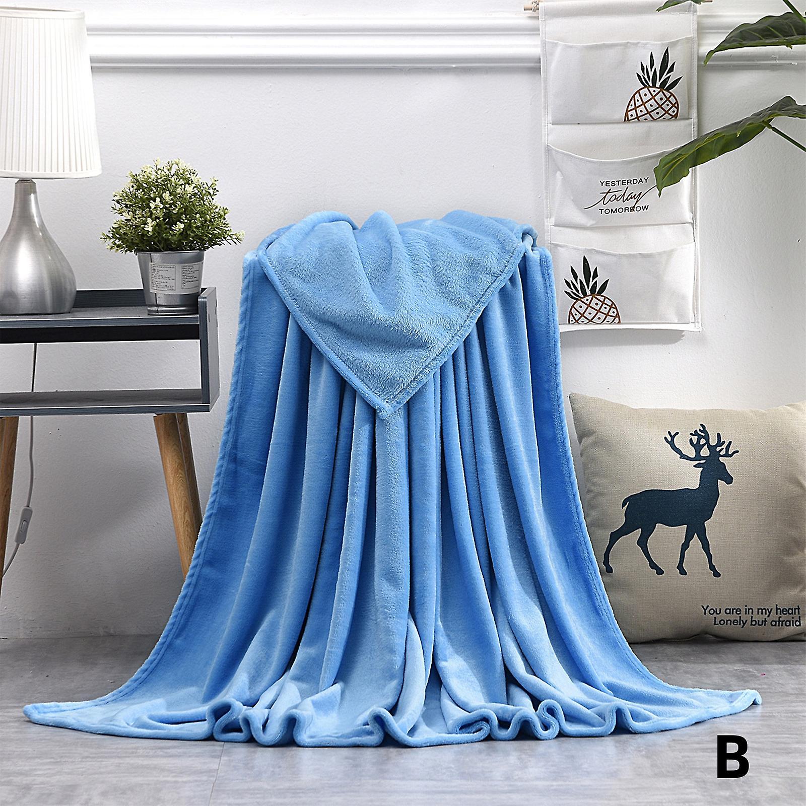 Niutu0 Faux Fur Fleece Blanket Large Sofa Mink Bed Throw Soft Warm Double & King Size Fk Blue