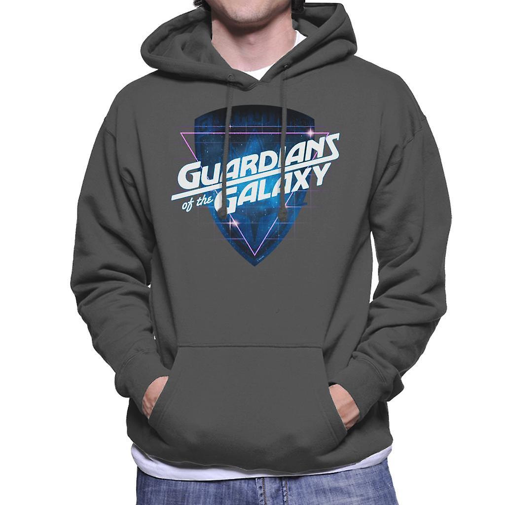 Marvel Guardians Of The Galaxy Retro Wave Logo Men's Hooded Sweatshirt Charcoal X-Large