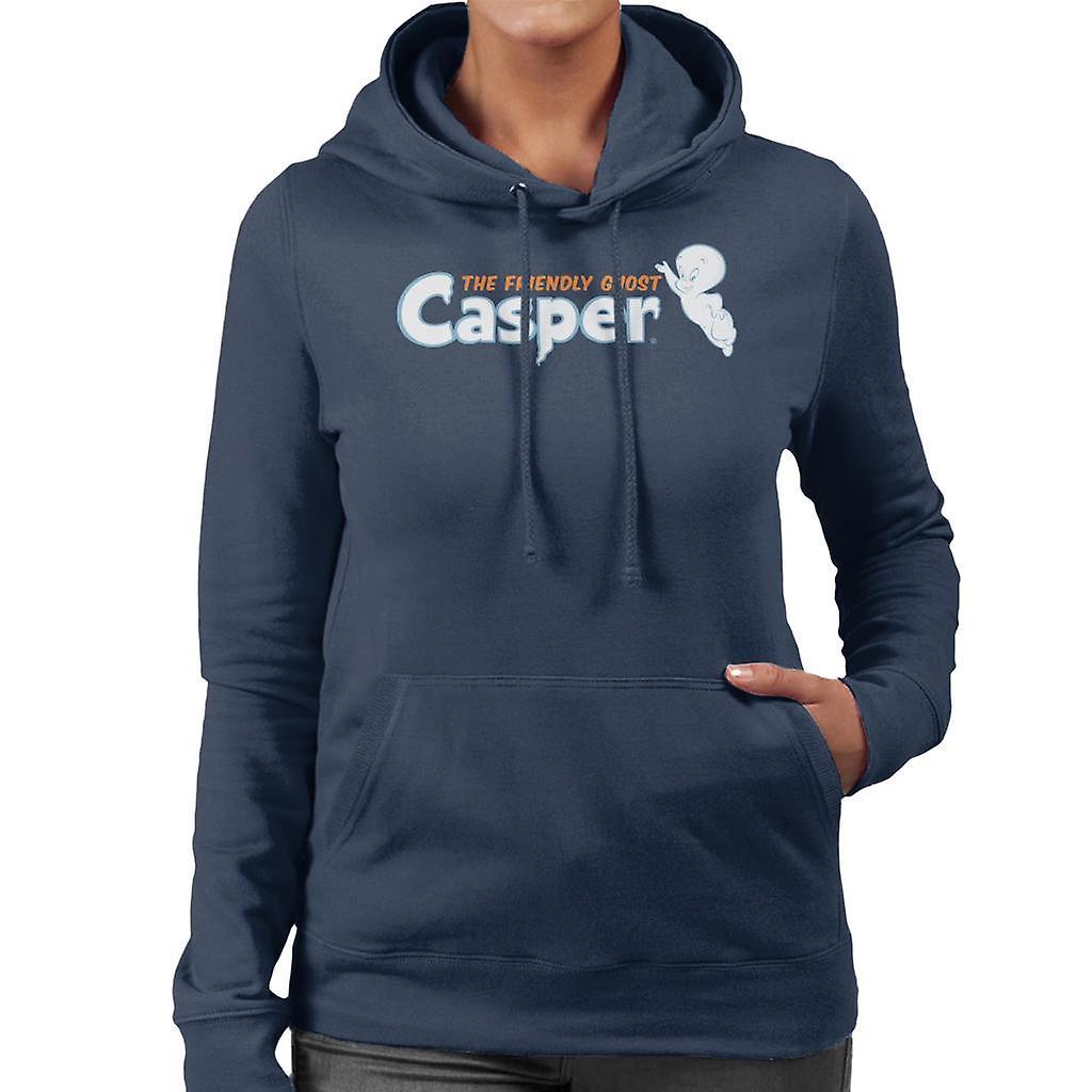 Casper The Friendly Ghost Flying Logo Women's Hooded Sweatshirt Navy Blue Medium