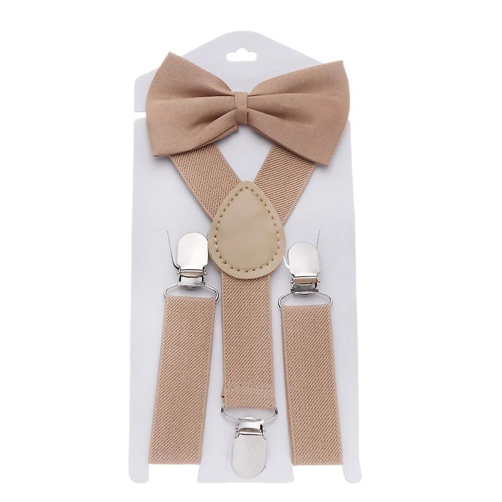 Slowmoose Adjustable Elastic Suspenders And Bow Tie type 1-khaki