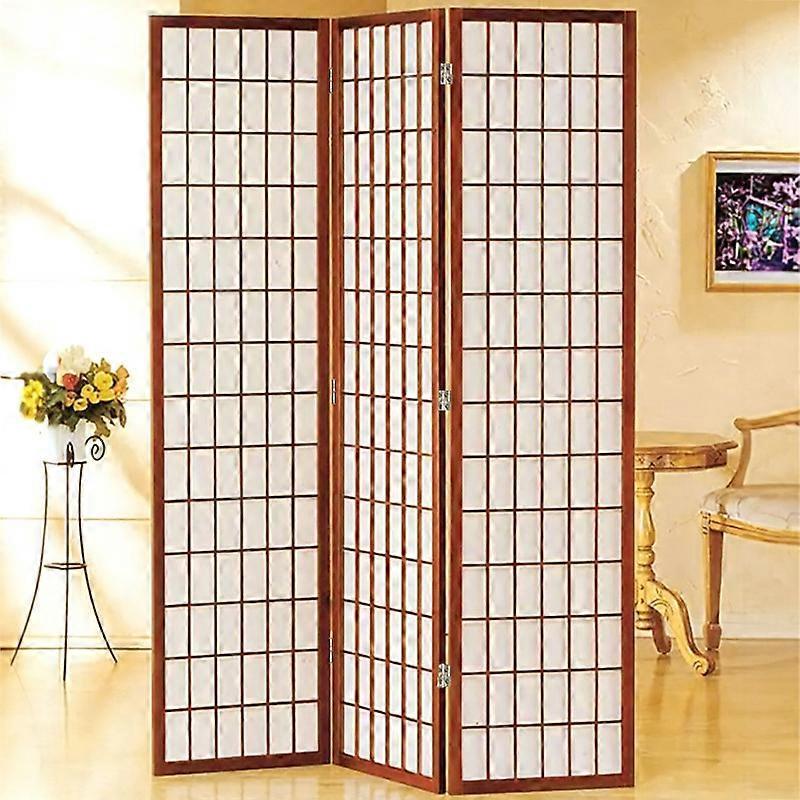 Living And Home 3-Panel Solid Wood Folding Room Divider Screen Coffee