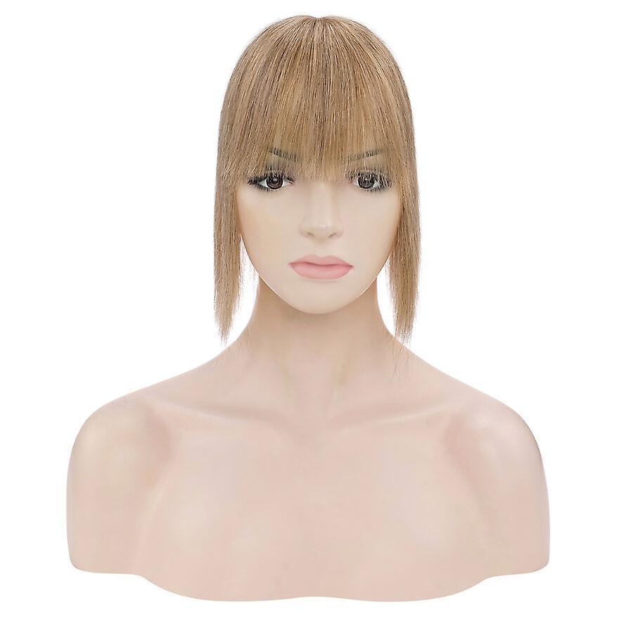 Sego Human Hair Topper with Bangs Silk Breathable Topper Hairpiece dark blonde 18inch