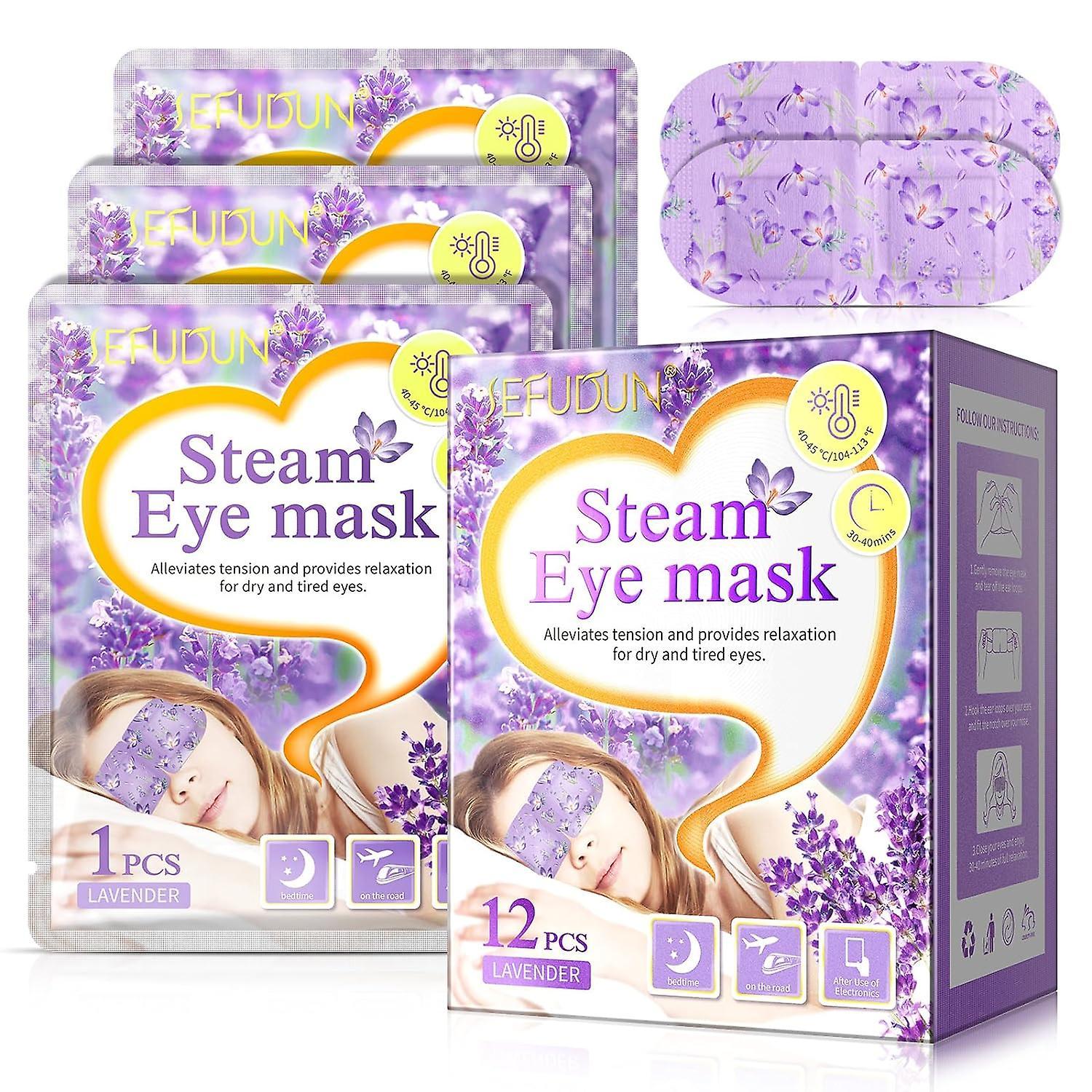 Frusde Steam Eye Mask, Eye Masks For Dry Eyes, Self-heating Eye Mask, Soothes Tired Eyes, Lavender 40-60 Minutes Self Heated Steam Warm Eye Mask 12pcs