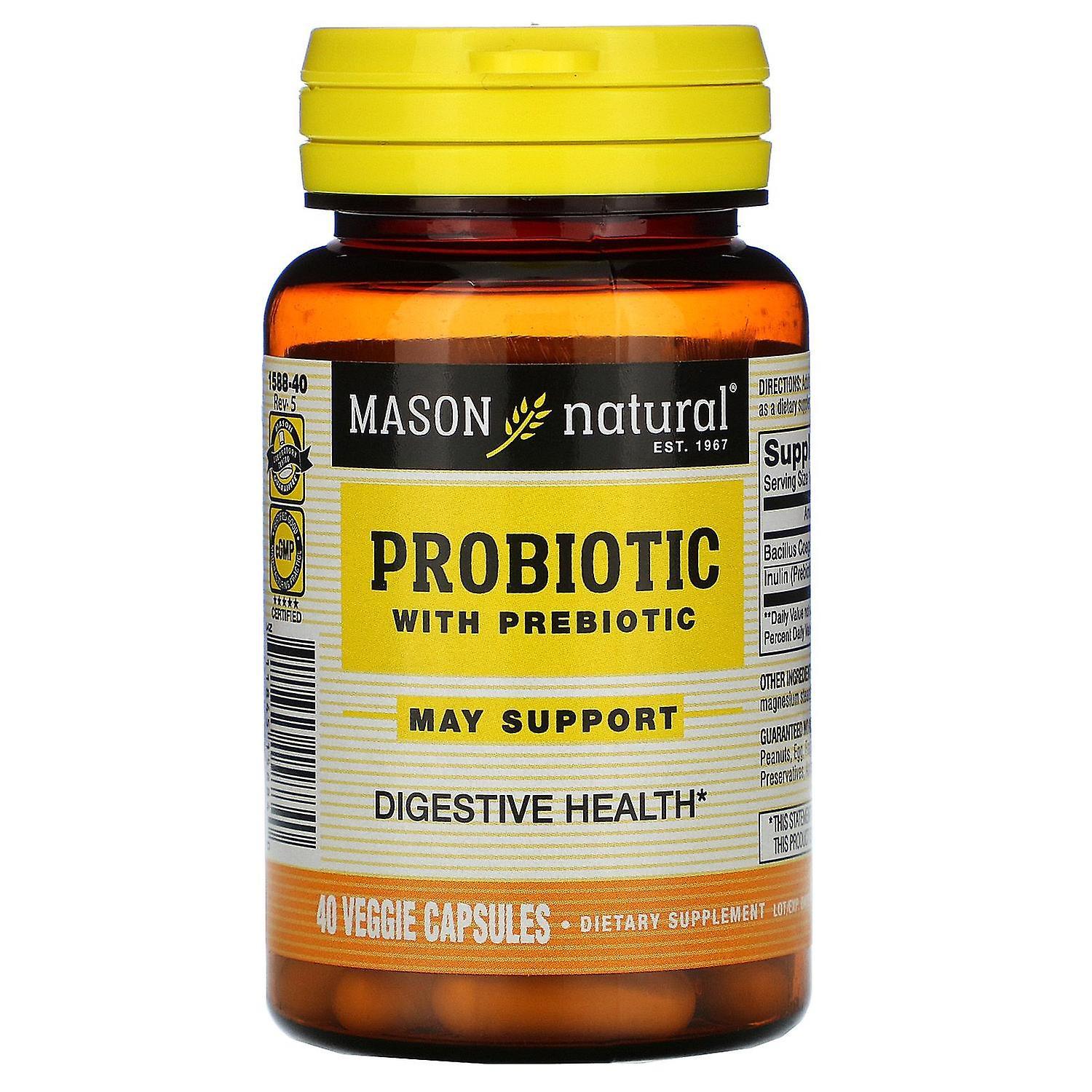 Mason Natural, Probiotic With Prebiotic, 40 Veggie Capsules