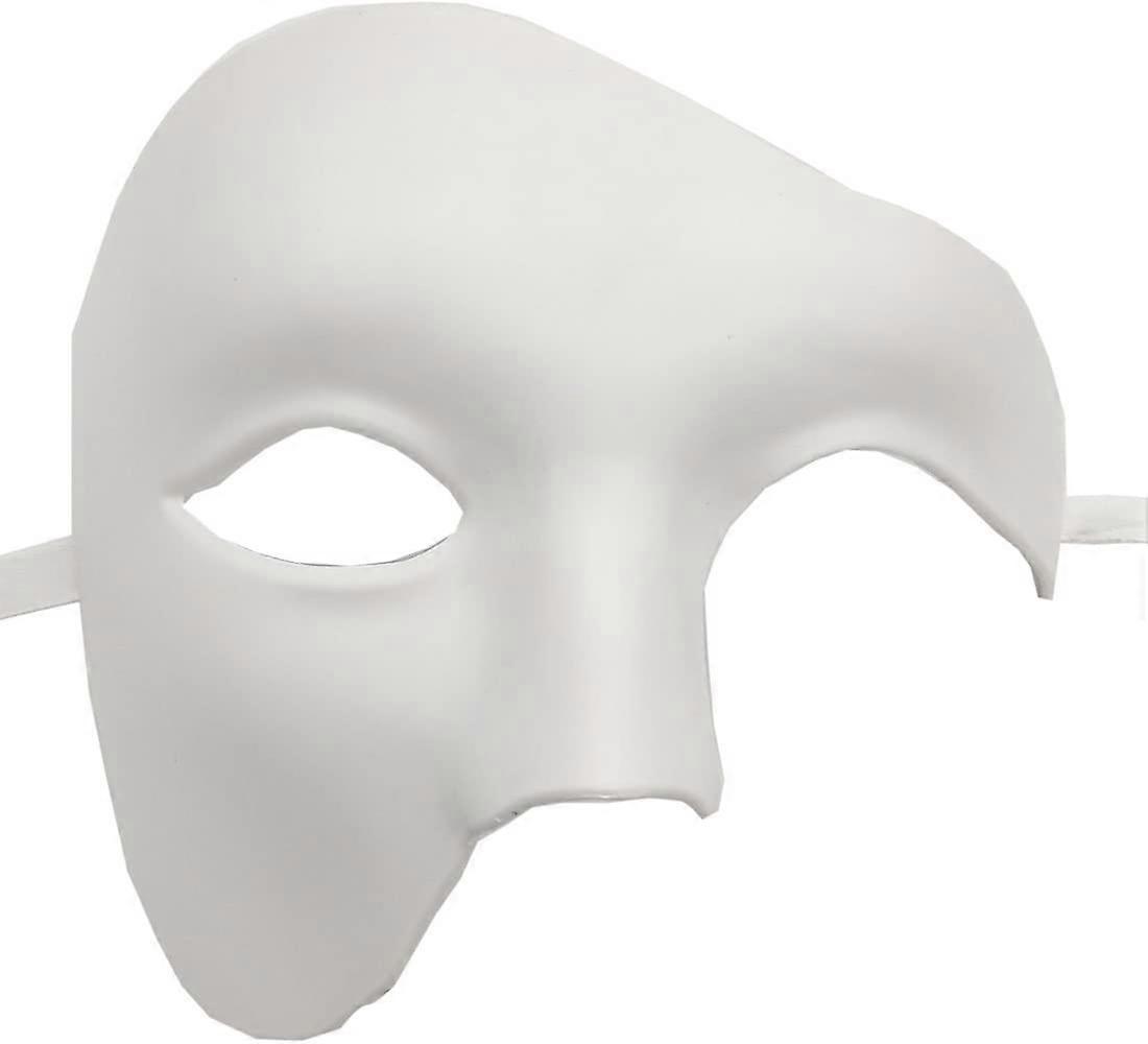 Yuzee 1 Piece Masquerade Mask Retro Phantom of the Opera One Eye Half Face Costume, Half Face Phantom Mask (White)