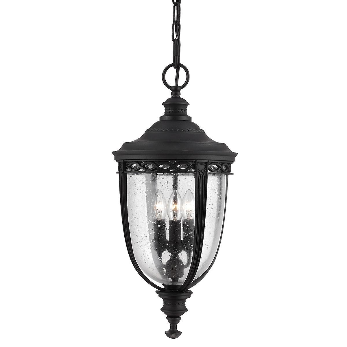 English Bridle 3 Light Large Outdoor Ceiling Chain Lantern Black E14