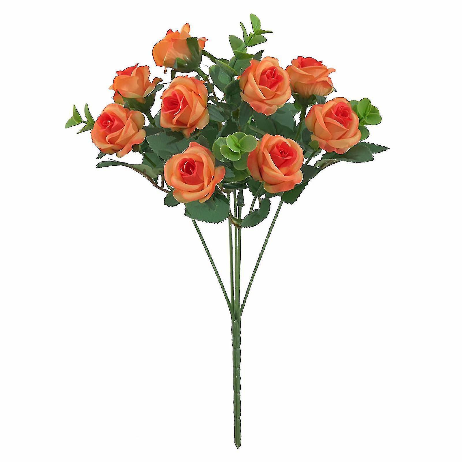 Yuntianzun Beautiful Artificial Flower Exquisite Faux Silk Flower Realistic Visual Effect Fake Rose For Home Orange