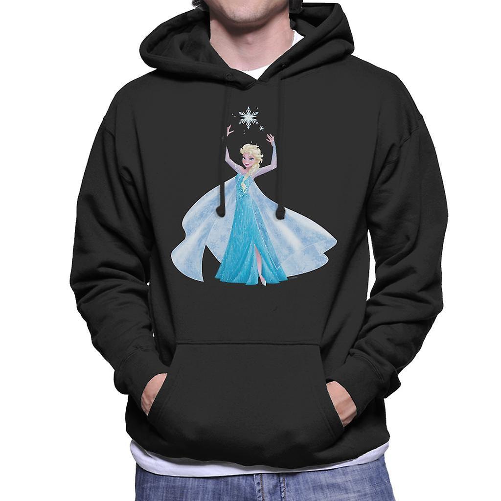 Disney Frozen Elsa Ice Dress Snowflake Men's Hooded Sweatshirt Black XX-Large