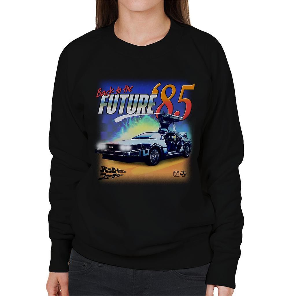 Back to the Future Delorean 85 Electric Charge Women's Sweatshirt Black Large