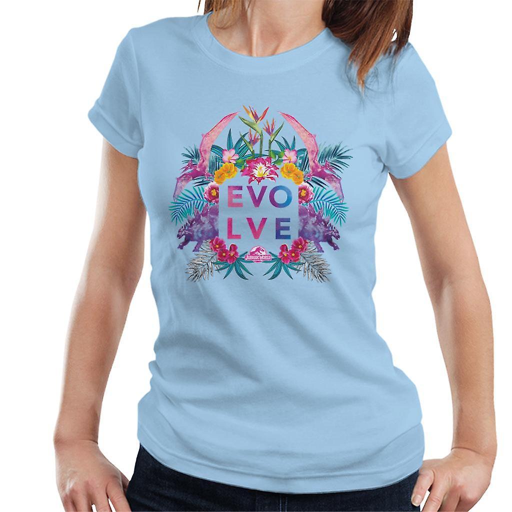 Jurassic Park Evolve Floral Aesthetic Women's T-Shirt Sky Blue XX-Large