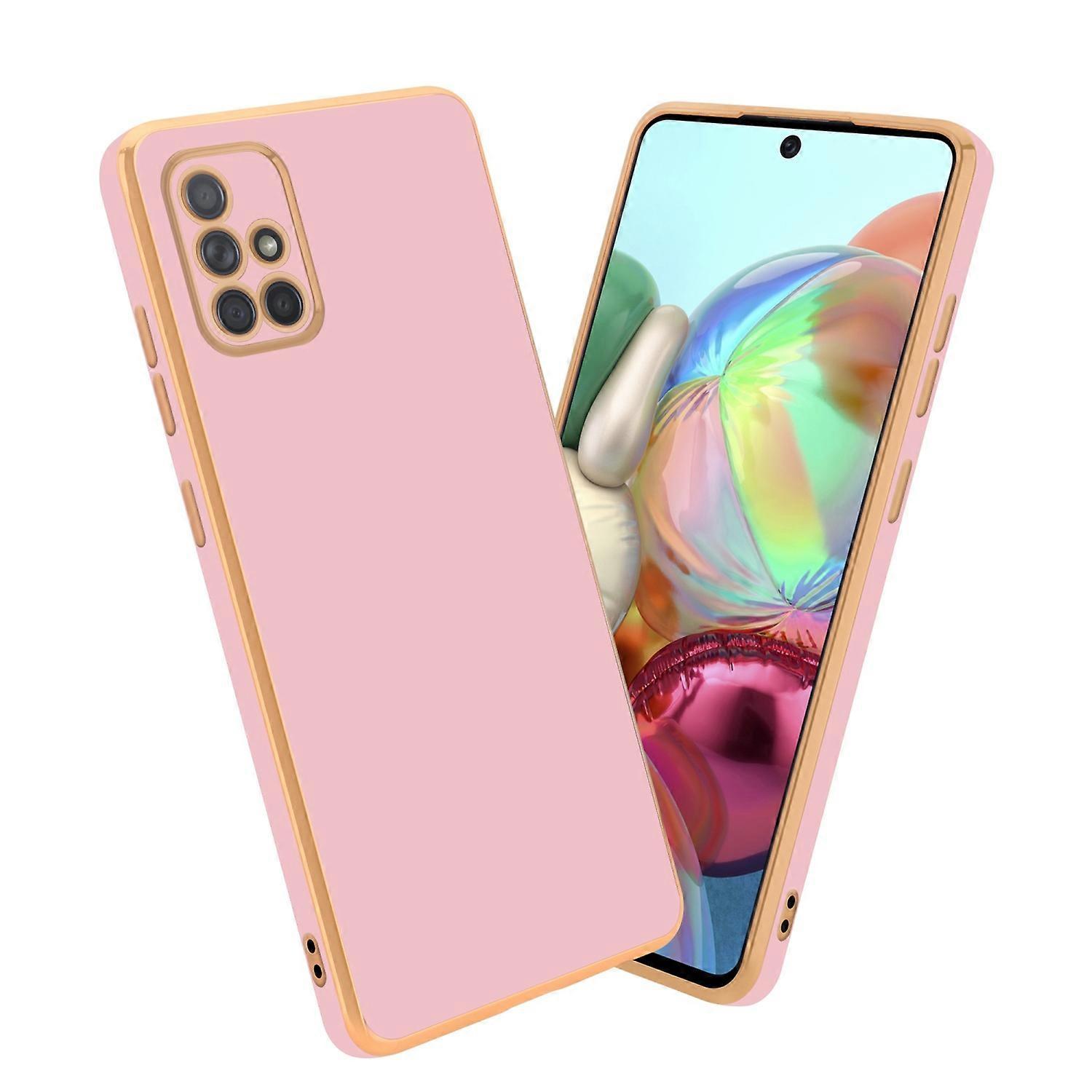 TPU Protective Case Samsung Galaxy A71 4G Case - with Camera Protector Glossy Mint Green - Gold