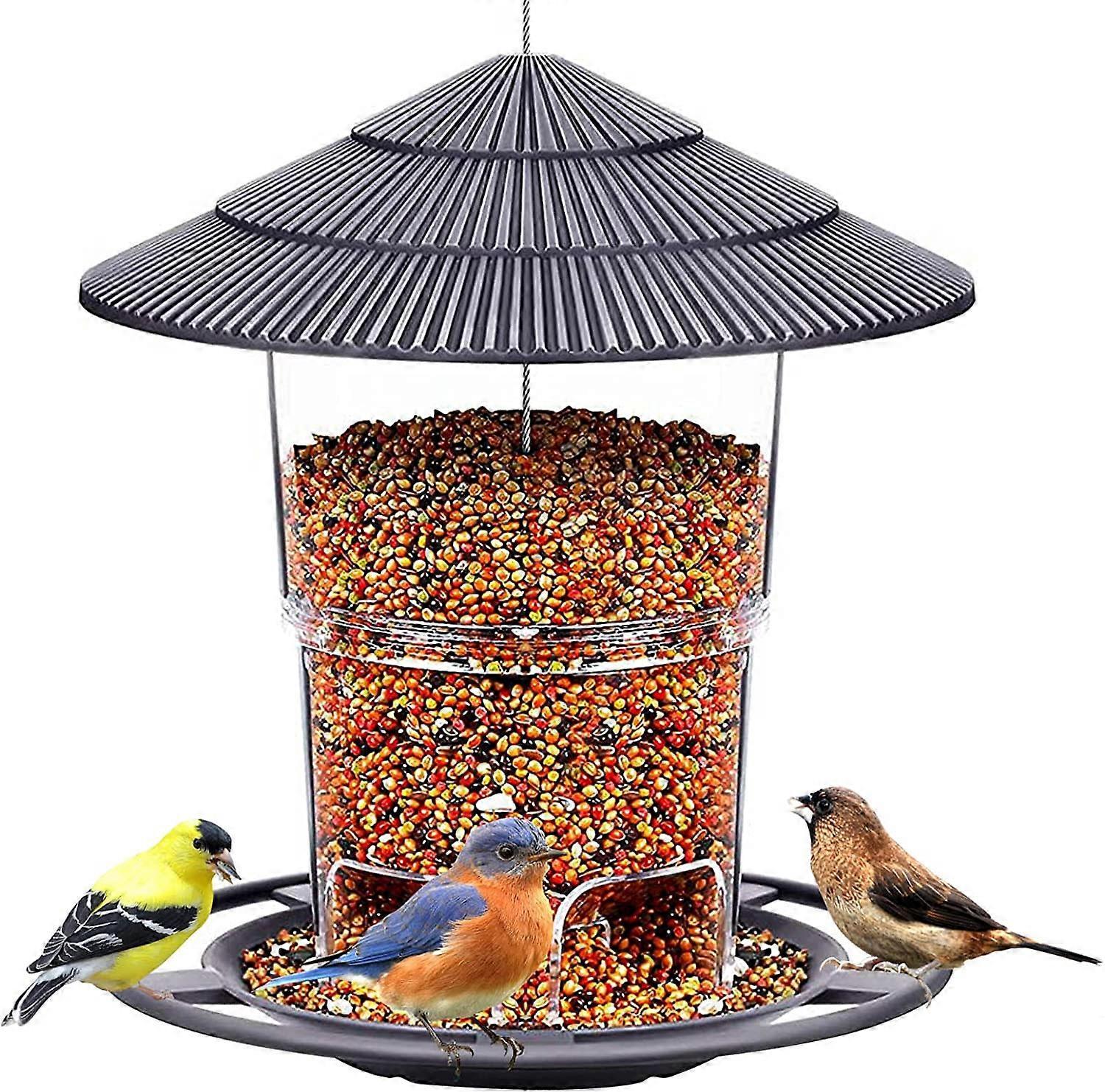 Augro Bird Feeders for Outside, Bird feeder, Wild Bird seed for Outside Feeders, Squirrel Proof Birds Feeder, Garden Decoration Grey