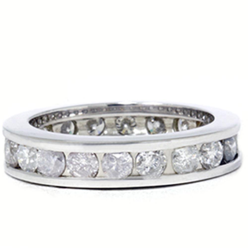 Pompeii3 2 CT Channel Set  Round Diamond Eternity Ring 14K White Gold 6