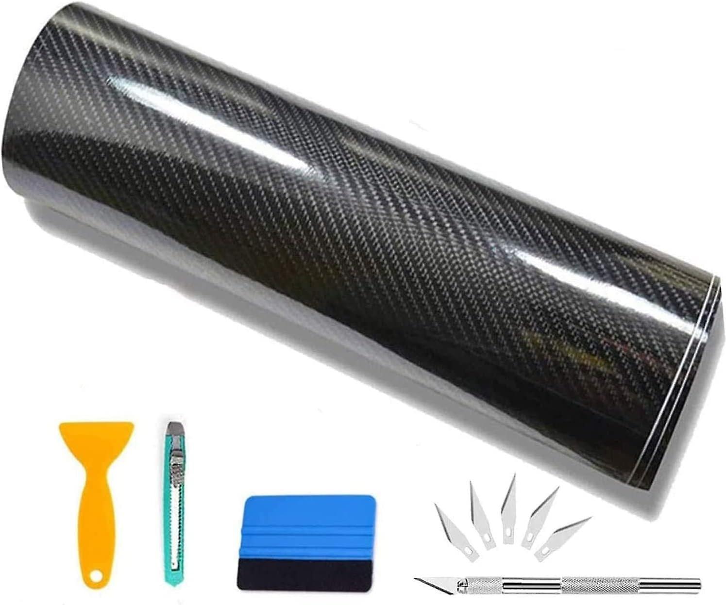 Phwj Carbon Car Wrap, 6d Adhesive Self-adhesive Film 30 X 300cm Protective Carbon Film For Car, Motorcycle, Bike. Carbon Fiber With Tools