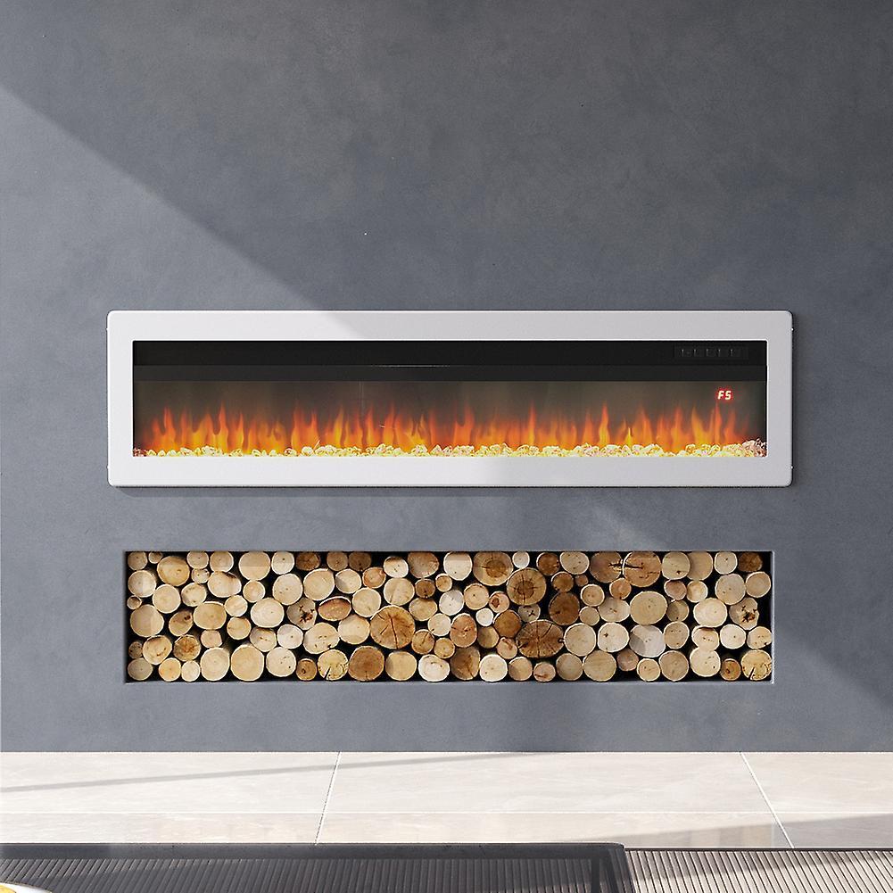 Living And Home 50 Inch Freestanding Fireplace Wall Recessed Mounted Electric Fire - White