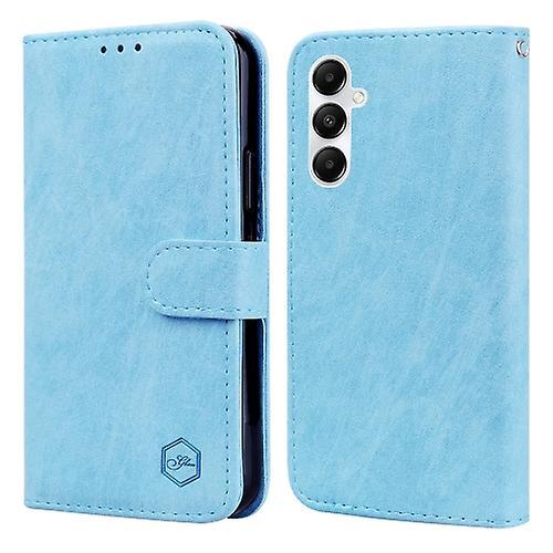 Mycase For Samsung Galaxy A15 Skin Feeling Oil Leather Texture Pu + Tpu Phone Case Light Blue