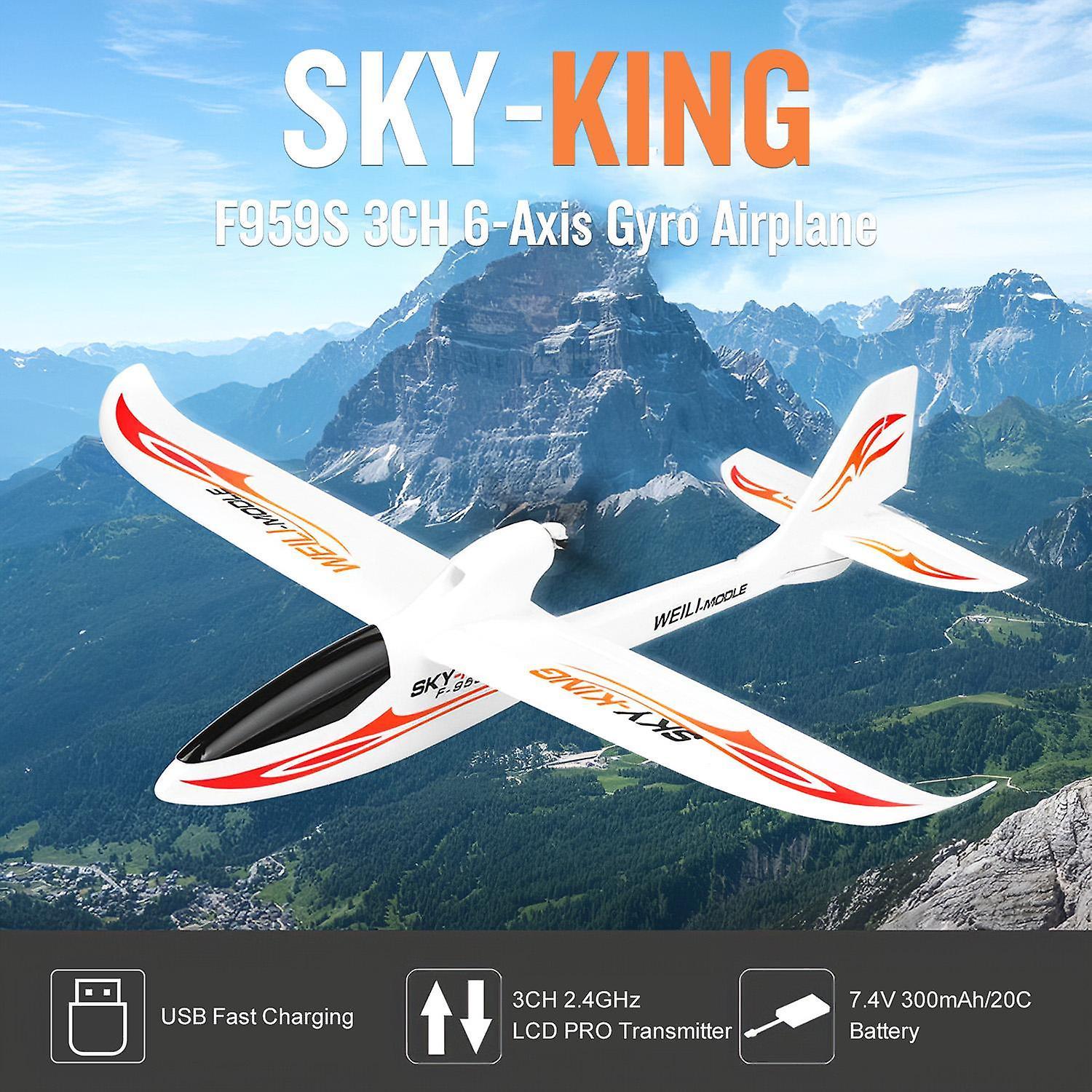 WL Toys WLtoys F959S RC Airplane Fixed-wing SKY-King 2.4G 3CH 6-Axis Gyro Remote control Aircraft Glider RTF Red