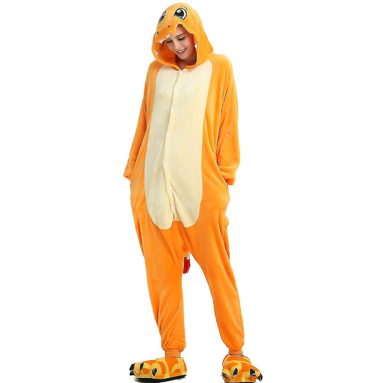 Charizard Costume Full Body Pajamas For Adult Kids Halloween  One-piece Kigurumi Whbyv With shoes XL