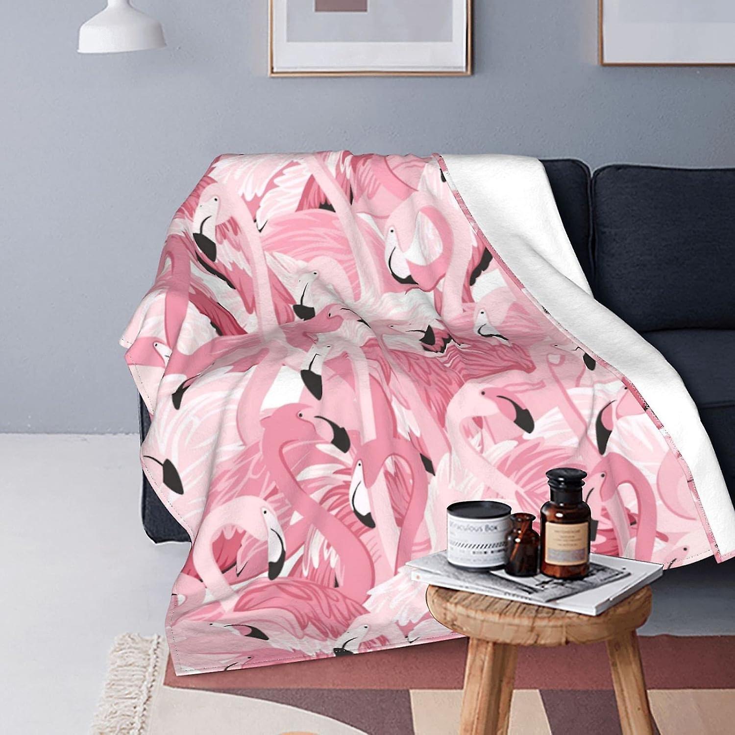 Kerota Pink Flamingo Throw Blanket Cozy Plush Flannel Fleece Soft Bed Blankets Travel Blanket for Sofa Couch Bedroom Chair Office All Seasons Men/W...