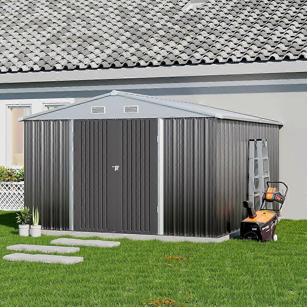 Living And Home Outdoor Metal Storage Shed with Lockable Door 317.6x364x203.6cm