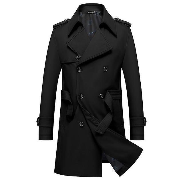 Coats Solid Classic Men's Trench Coat Plus Size Windbreak High Quality Business Casual Wind Coat Men Clothing M-8xl Bf7987 Black 8xL (130-140kg)