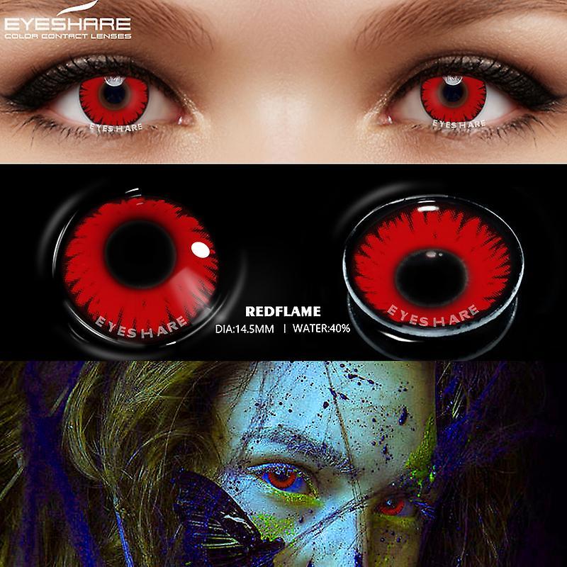 Aionyaaa Eyeshare 1 Pair Color Contact Lenses For Eyes Cosplay Lenses Anime Lense White Eye Lenses Black Lenses Yearly Anime Accessories RED FLAME