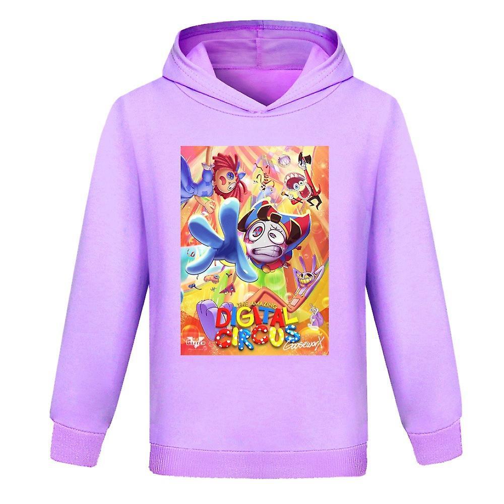 Mylight The Amazing Digital Circus Kids Sweatshirt Hoodie Hooded Casual Pullover Tops Purple 9-10 Years