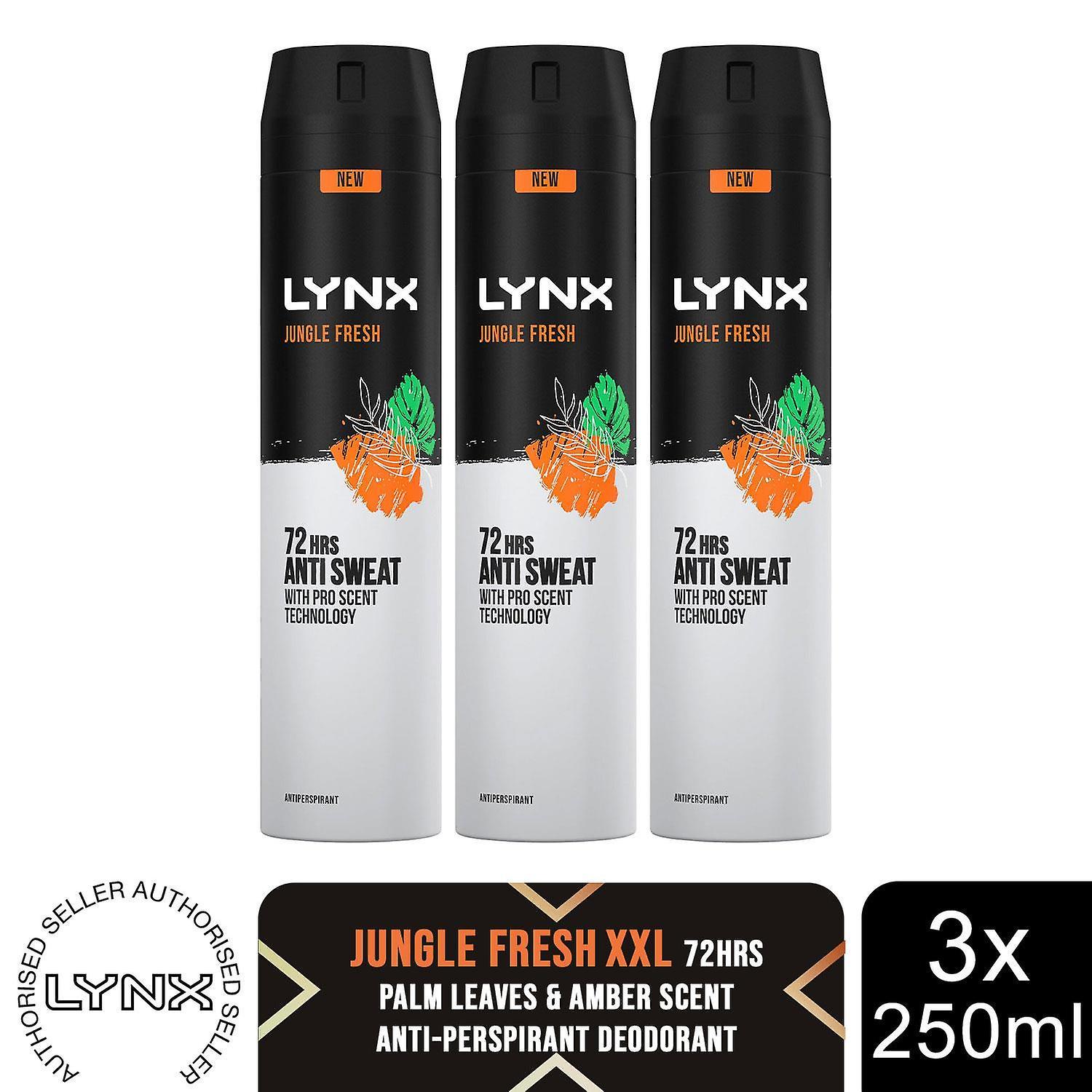 Lynx XXL Jungle Fresh Antiperspirant 72H Sweat Protection Deodorant 250ml, 3pack