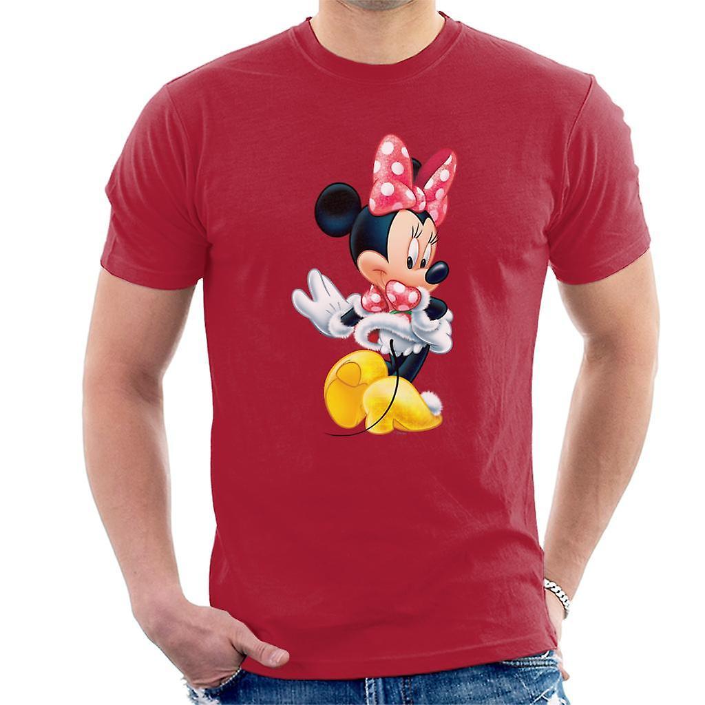 Disney Christmas Minnie Mouse Showing Off Her Shoes Men's T-Shirt Cherry Red XX-Large