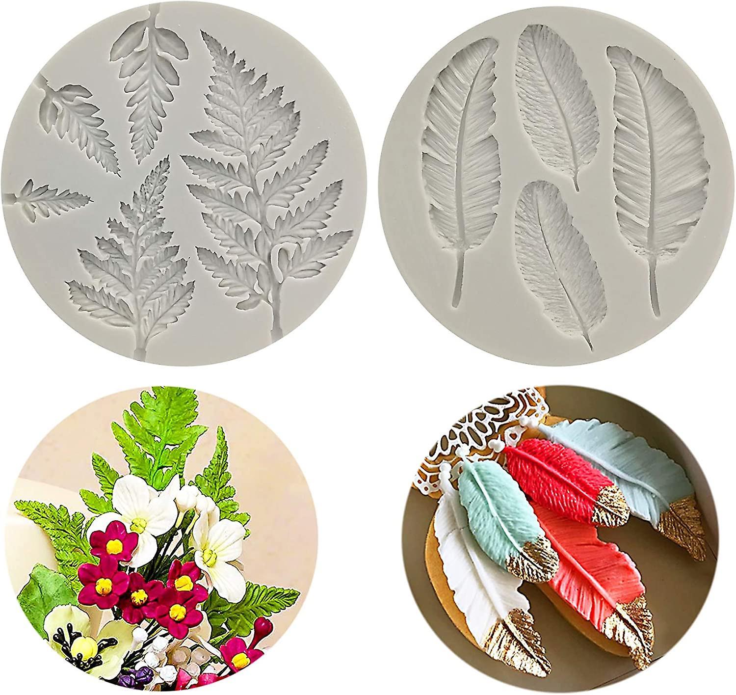 Heytea Leaf Fondant Mold,feather Silicone Fondant Mold,fern Fondant Leaves Silicone Mold Chocolate Baking Mold Tool For Cake Decorating Polymer Cla...