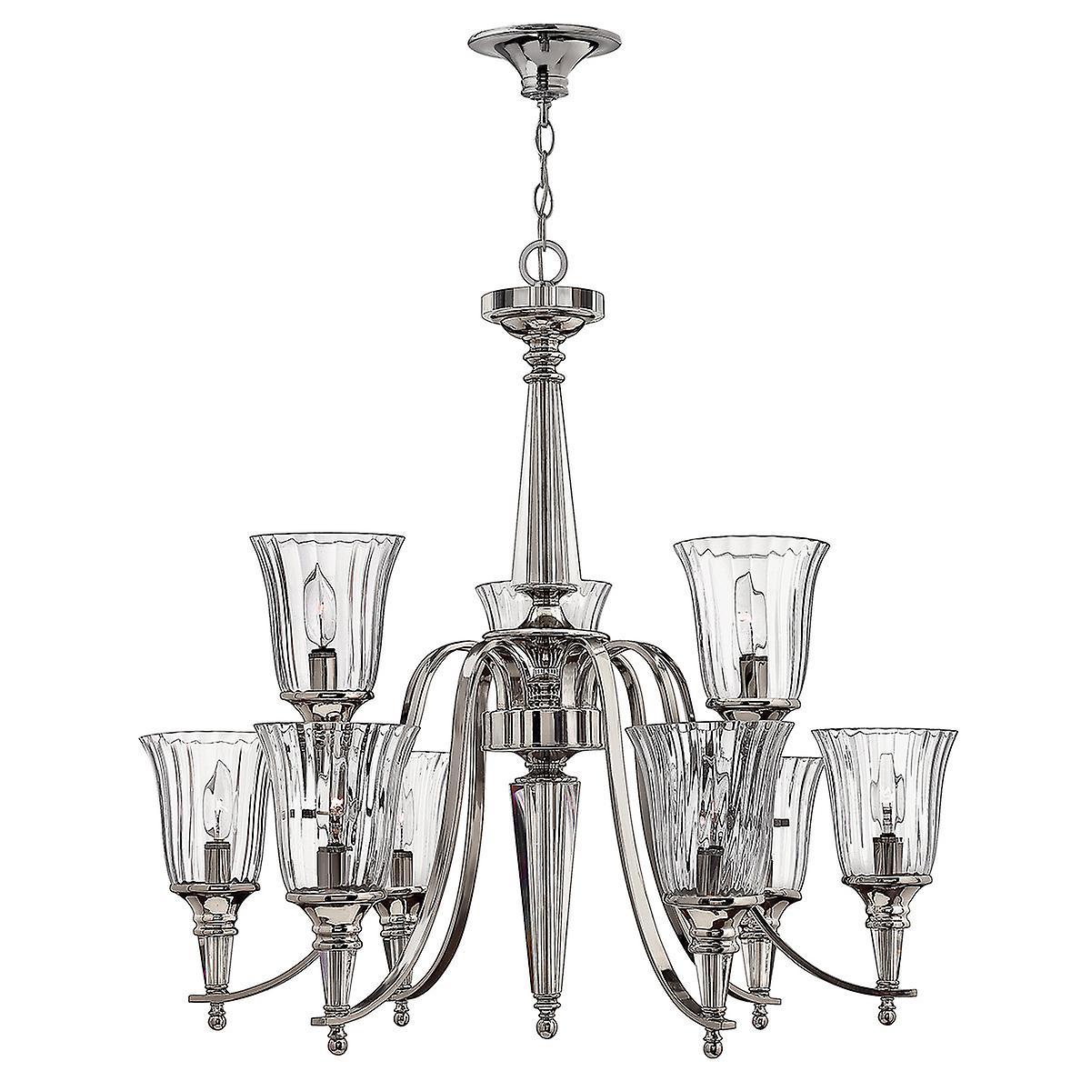 Chandon 9 Light Multi Arm Chandelier Sterling Finish E14