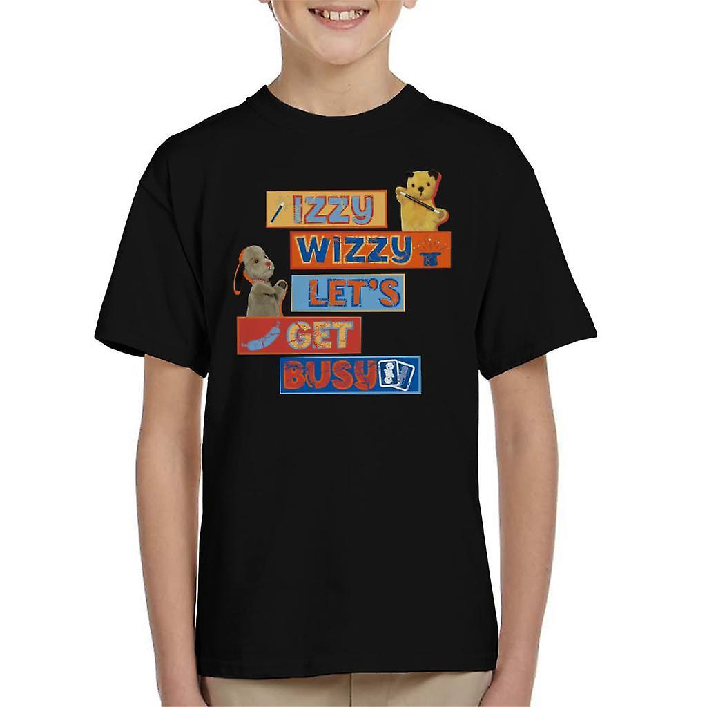 Sooty Izzy Wizzy Let's Get Busy Kid's T-Shirt Black X-Large (12-13 yrs)