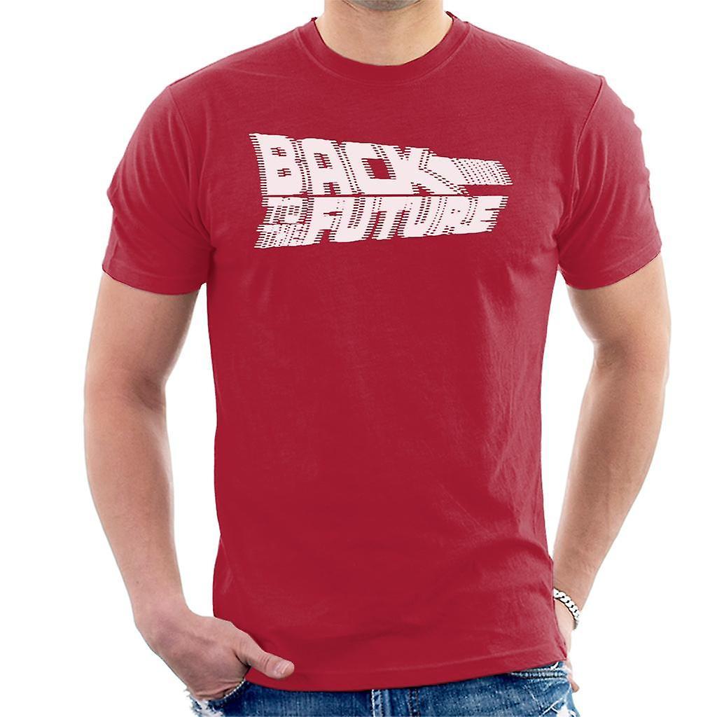 Back to the Future Blurred White Logo Men's T-Shirt Cherry Red Small