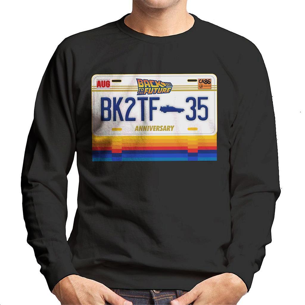 Back to the Future 35th Anniversary License Plate Design Men's Sweatshirt Black Large