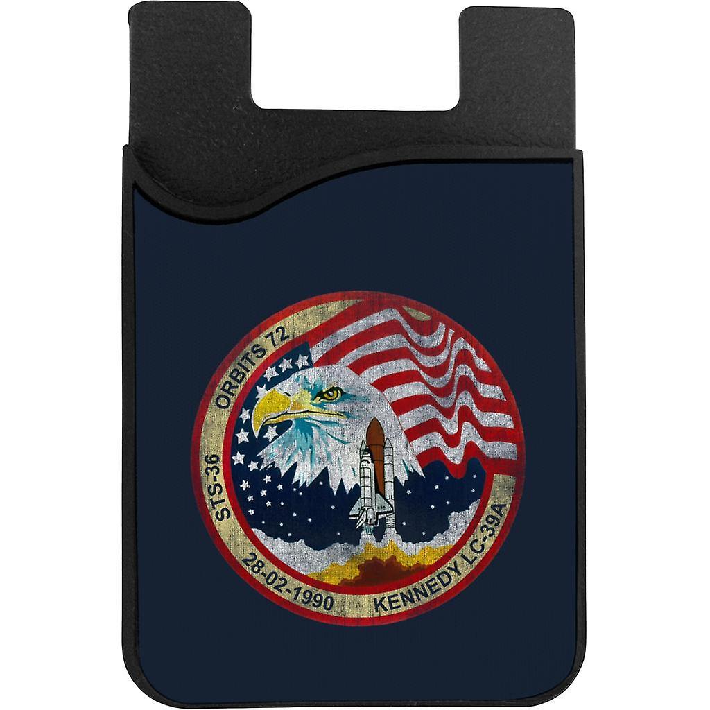 NASA STS 36 Atlantis Mission Badge Distressed Phone Card Holder Navy Blue 5.5cm x 8.5cm