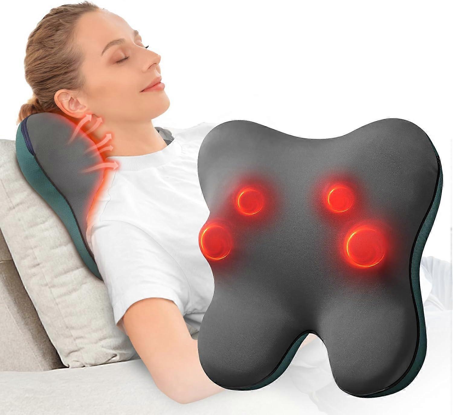 Kincjon Back Massager with Heat, EZBack Shiatsu Neck Massagers Corded Massage Pillow for Pain Relief, Deep Tissue K gift for men/women