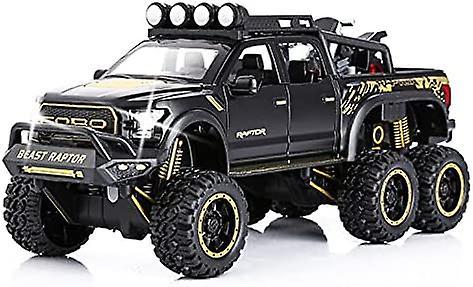 Heytea Toy Pickup Trucks for Boys F150 Raptor DieCast Metal Model Car with Sound and Light for Kids Age 3 Year and up Black