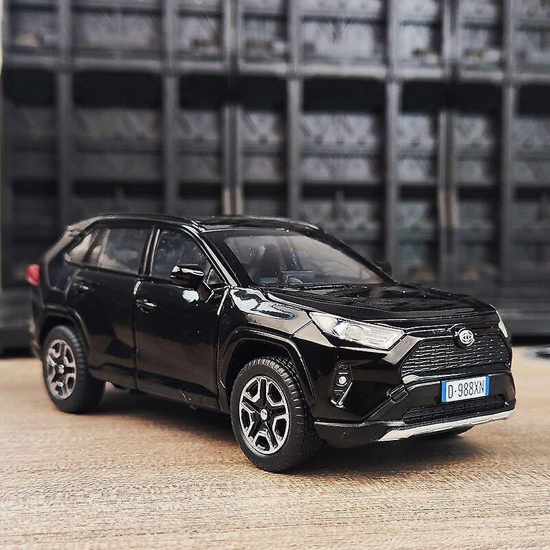 1:32 Rav4 Suv 2023 Alloy Die Cast Toy Car Model Sound And Light Pull Back Children's Toy Collectibles Birthday Gift Toy Cars Black