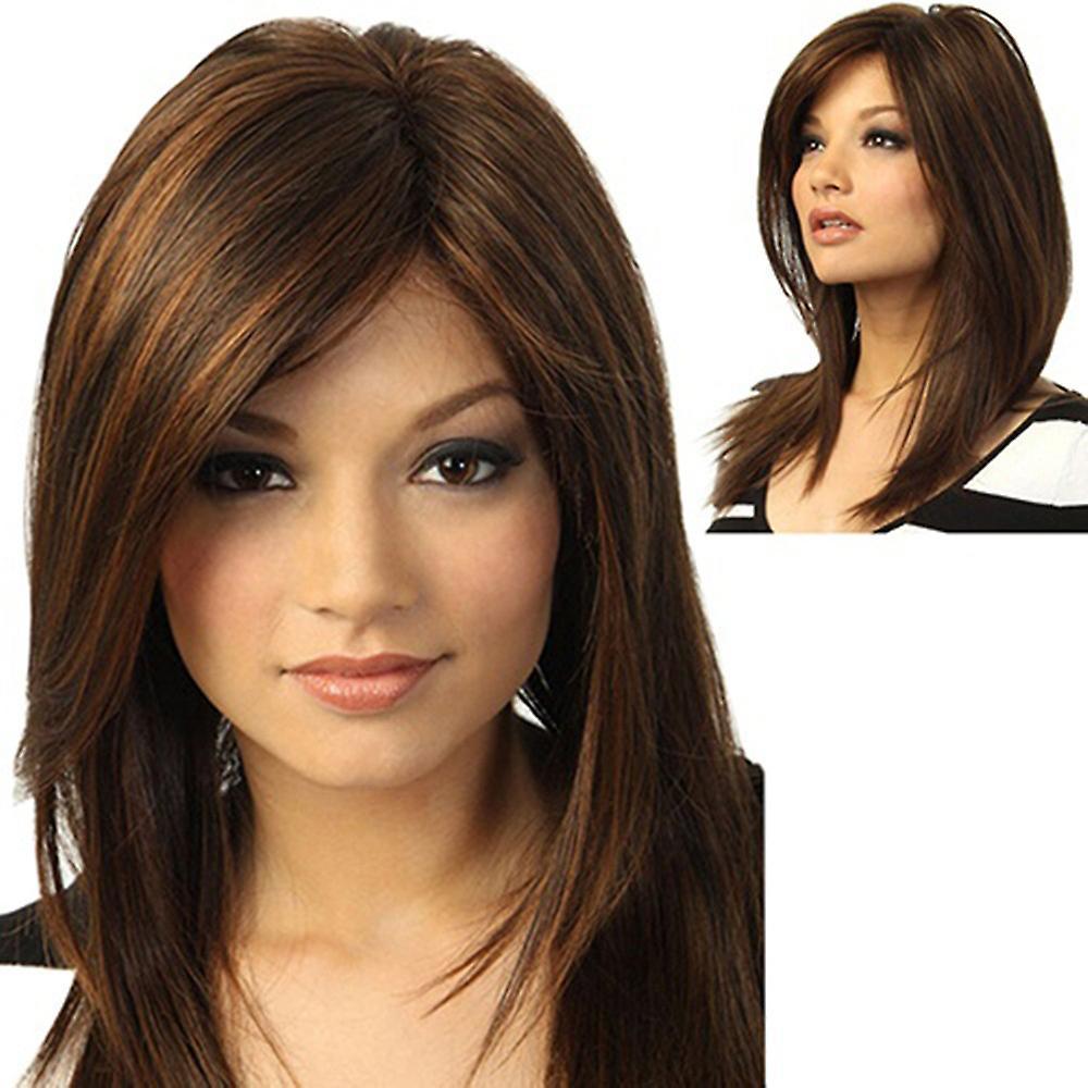 Hongyexin Carnival Costume Brown Girl Natural Party Wig Long Full Straight Hair Fashion Synthetic Wig