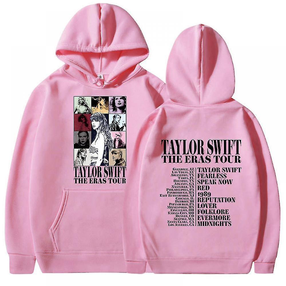 Zhenv Taylor Swift Letter Hoodie The Eras Tour Printing Hoodie Casual Hoodies Pink L